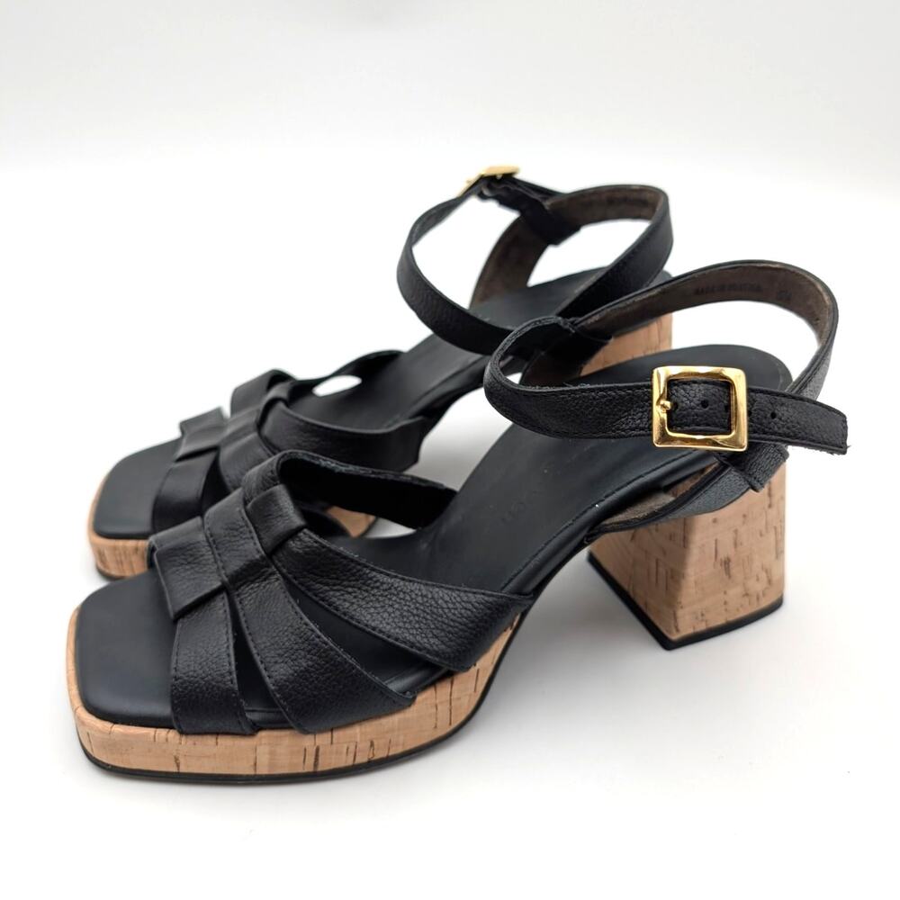Paul Green Tina Fisherman Sandal Women's Leather Black Size US8/UK5.5 EU38.5